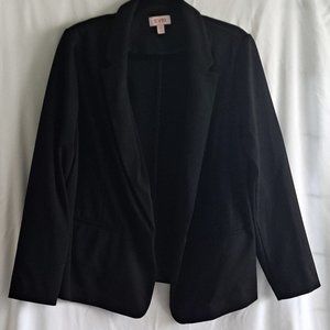Blazer, Black, EVRI, 0X, Open Front, Pocket, Long Sleeve, No Buttons, Jacket
